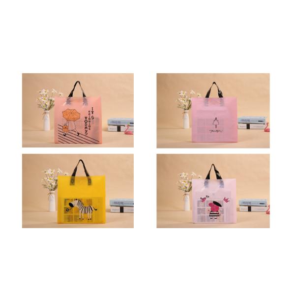 Customized print soft loop handle plastic shopping bag with handles