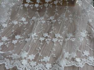China Embroidery Lace Cotton Flower Nylon Mesh Wedding Bridal Dress Fabric 49.21'' Width wholesale