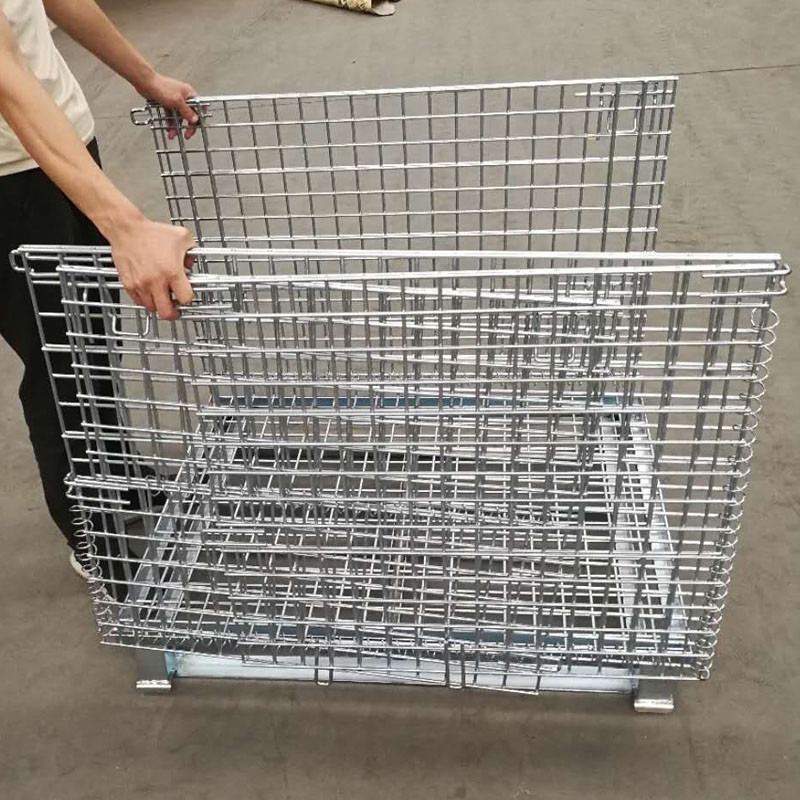 Medium Duty Foldable Stackable Large Wire Mesh Container Rust Resistant 500-1000KG Capacity