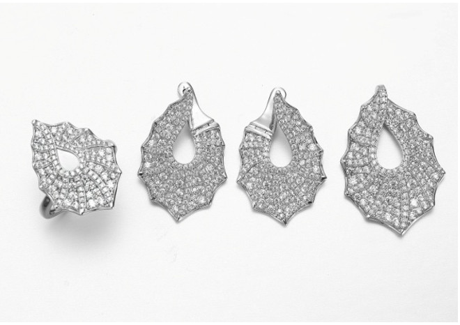 White CZ Silver 925 Jewelry Set Pear 925 Sterling Silver Necklace And Earrings Set