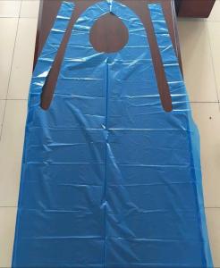 China Blue Disposable Biodegradable Aprons Plastic Waterproof Aprons Custom Logo wholesale