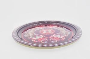China Bone Plate LFGB Stainless Steel Round Tray With Flower Background wholesale