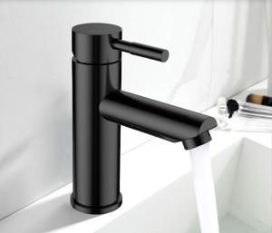 China Lead Free Black Stainless Steel Basin Faucet Wear Resistant Customized Logo wholesale