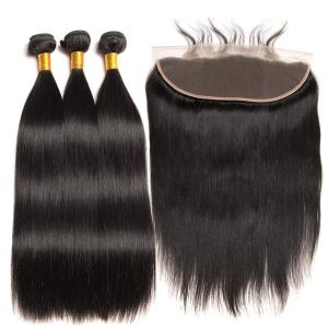 China Natural Black Real Straight Human Hair Extensions Bundles No Shedding wholesale