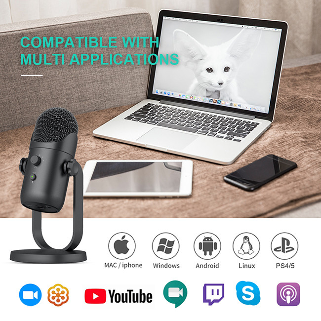 Streaming Condenser Mic , 48Khz USB Desktop Podcast Recording Microphone