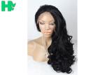 Long Black Color Curly Front Lace Wig , Full Lace Synthetic Wigs For Black Women