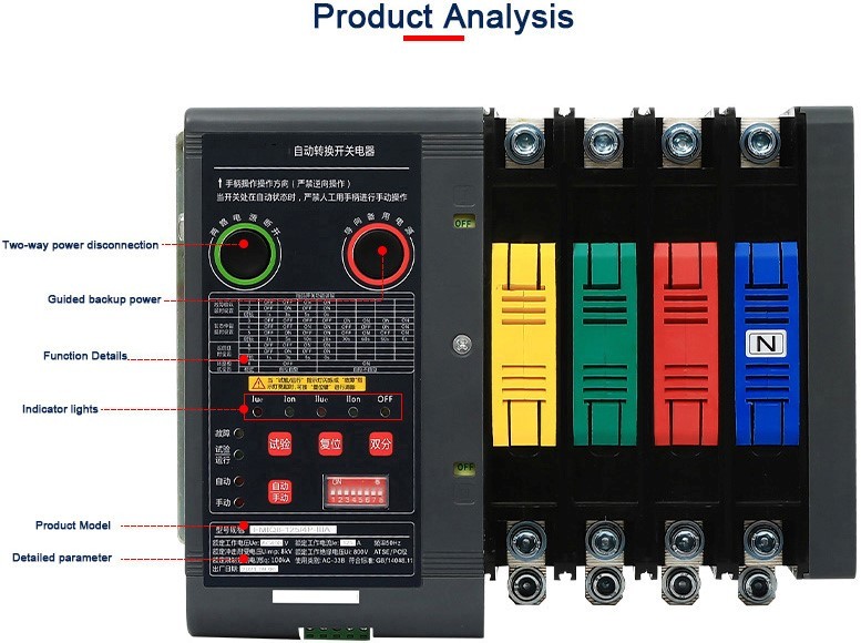 400V Dual Power Automatic Transfer Switch 4P Intelligent Controller