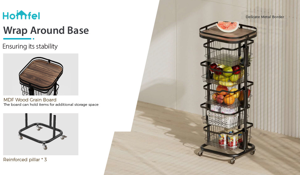 Rotating Storage Organizer Household Utility Cart Multifunctional Rolling Cart