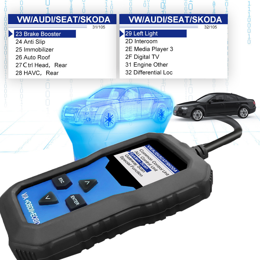 KW350 Konnwei Car Diagnostic Scanner For Engine Auto Air Condition HVAC Center Lock