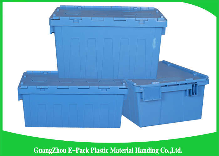 Colored Logistic Plastic Attached Lid Containers Easy Stacking Long Service Life