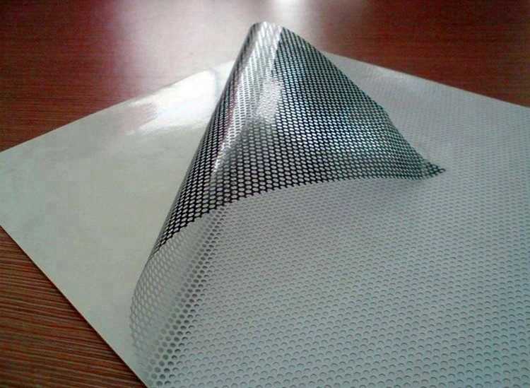 One Way Perforated Vinyl Window Film , Outdoor Advertising One Side View Glass Film