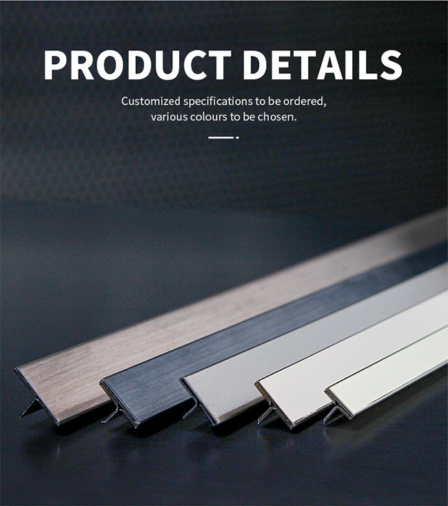 Customized Color Stainless Steel Tile Trim T Shape SS Strips Decorative Profiles
