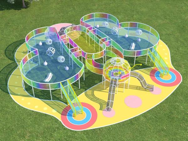 Children'S Pink Trampoline Outdoor Climbing Slide Amusement Equipment Jump