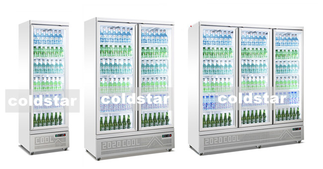 Factory price 3 glass doors beverage upright cooler display fridge refrigerator freezer