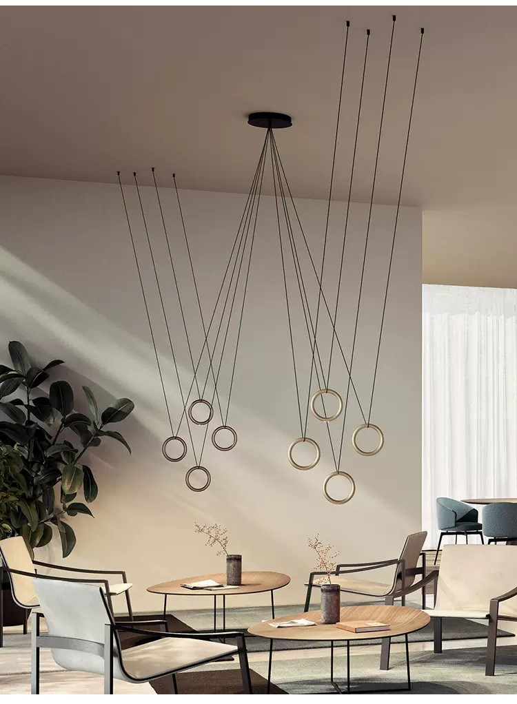 Italian Designer Metal Circular Ring Lamp Restaurant Bar Studio Creative Ring Pendant Lamp(WH-AP-598)