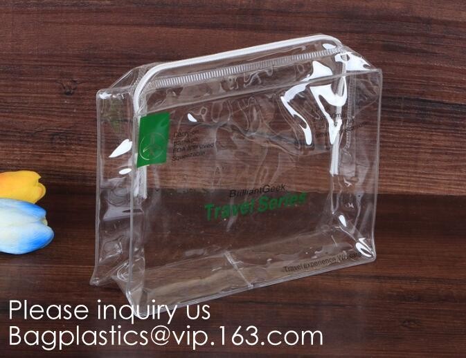 Multi-Purpose Water Resisitant Clear PVC Organizer Bag Pouch with Zipper Closure,Document File Bill Zipper Bag Pencil Po