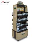 Food Movable Wood Display Stand Flooring Environmental With Caster