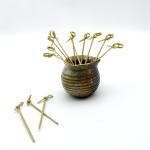 Green Disposable Garnish Food Bamboo Knot Skewers 12cm