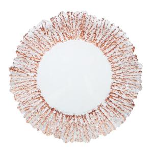 China 13 Inch Flower Electroplated Round Glass Charger Plates Painted wholesale