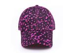 Women / Men Purple Cotton Baseball Cap 6 Panel Logo Flat Embroidery 100% Cotton