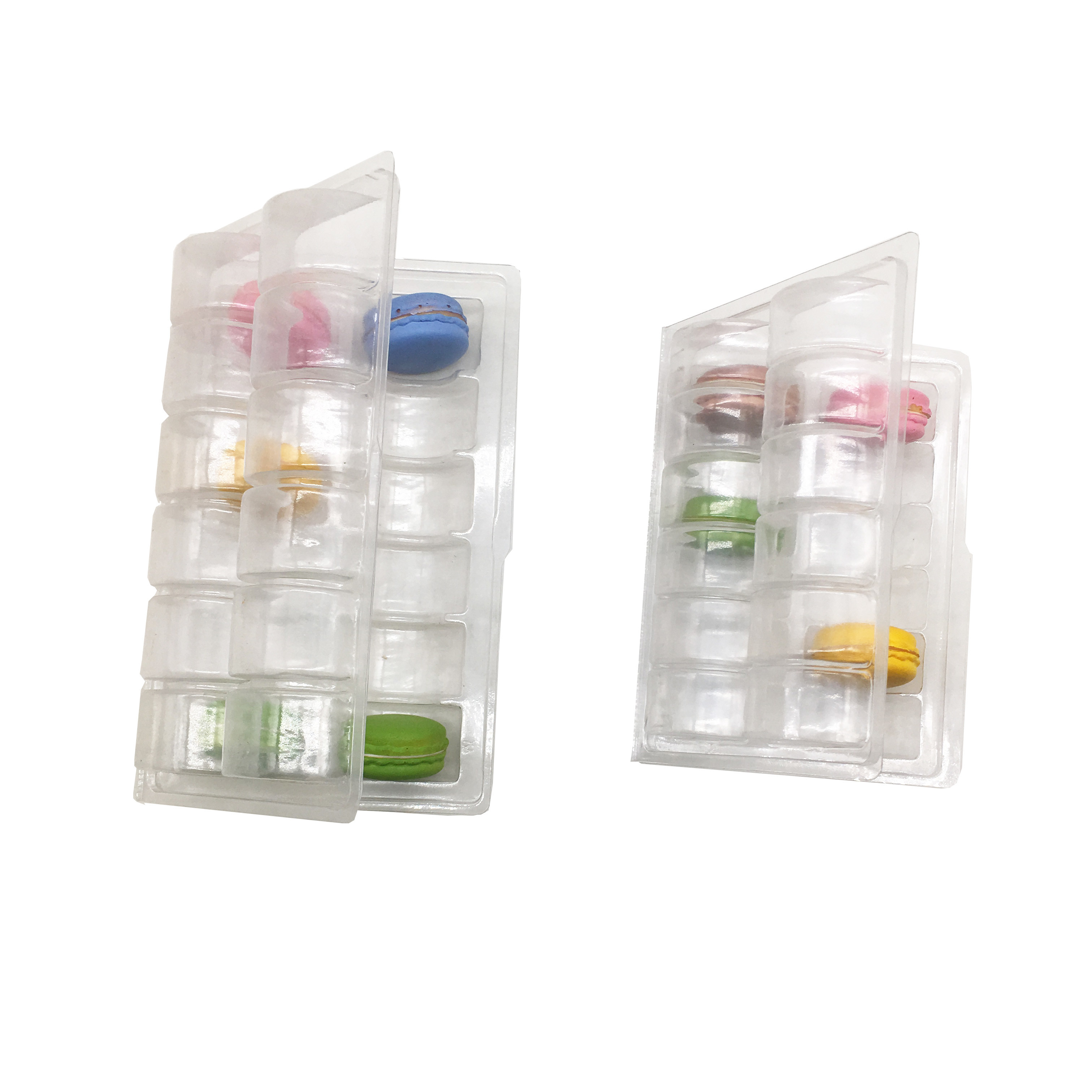 Clear 12 Pack Collapsible Macaron Tray Clam Shell Reusable