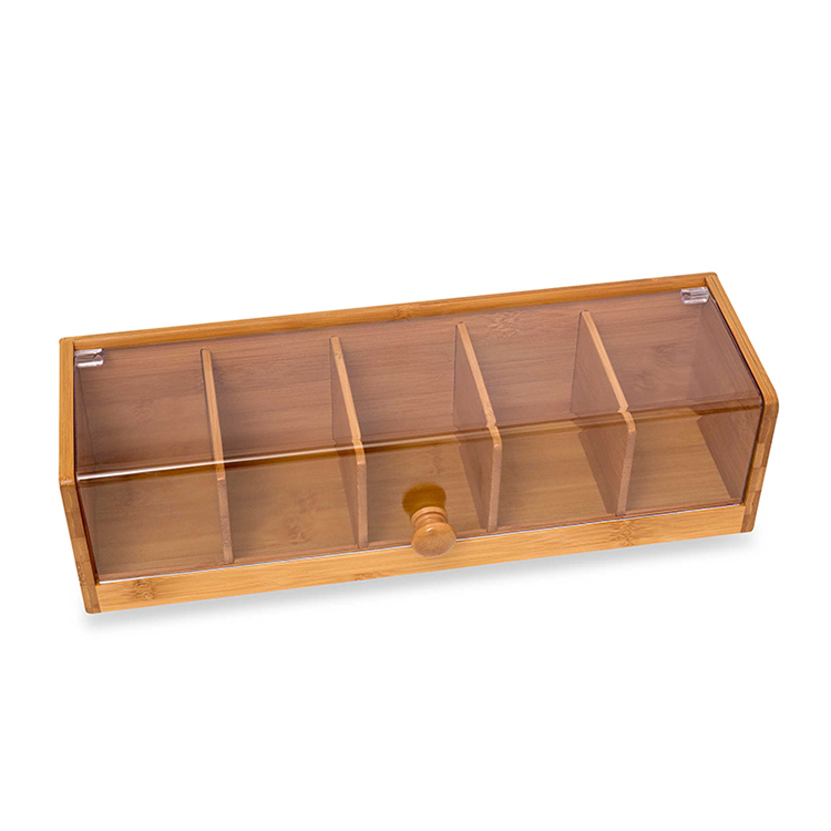 Efficiently Organize Your Tea Bags with a Natural Bamboo Tea Box and 5 Compartments