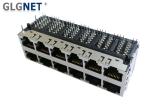 Copper Alloy Stacked RJ45 Connectors 12 Ports Pcb Rj45 Jack 1000 BASE - T