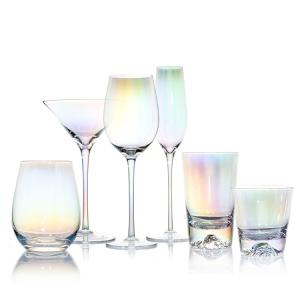 China High Quality 6 Pieces Colorful Red Wine Ion Plated Tall Rainbow Crystal Wine Glass Set wholesale