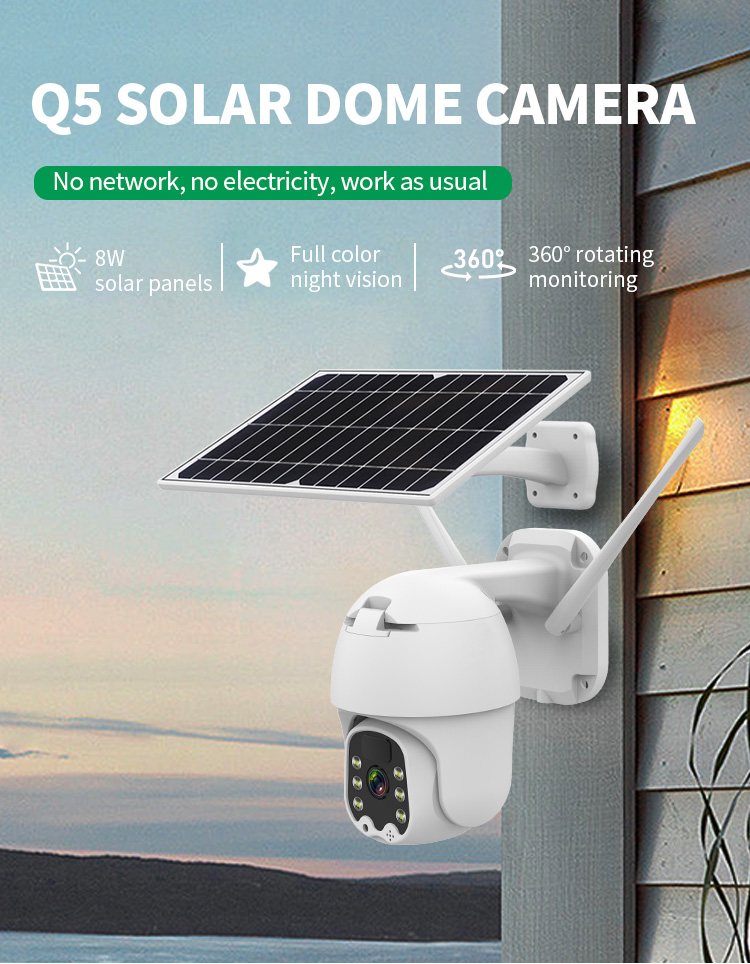 Outdoor Waterproof Wireless Solar Camera 360 Degree PTZ Wifi Security Camera
