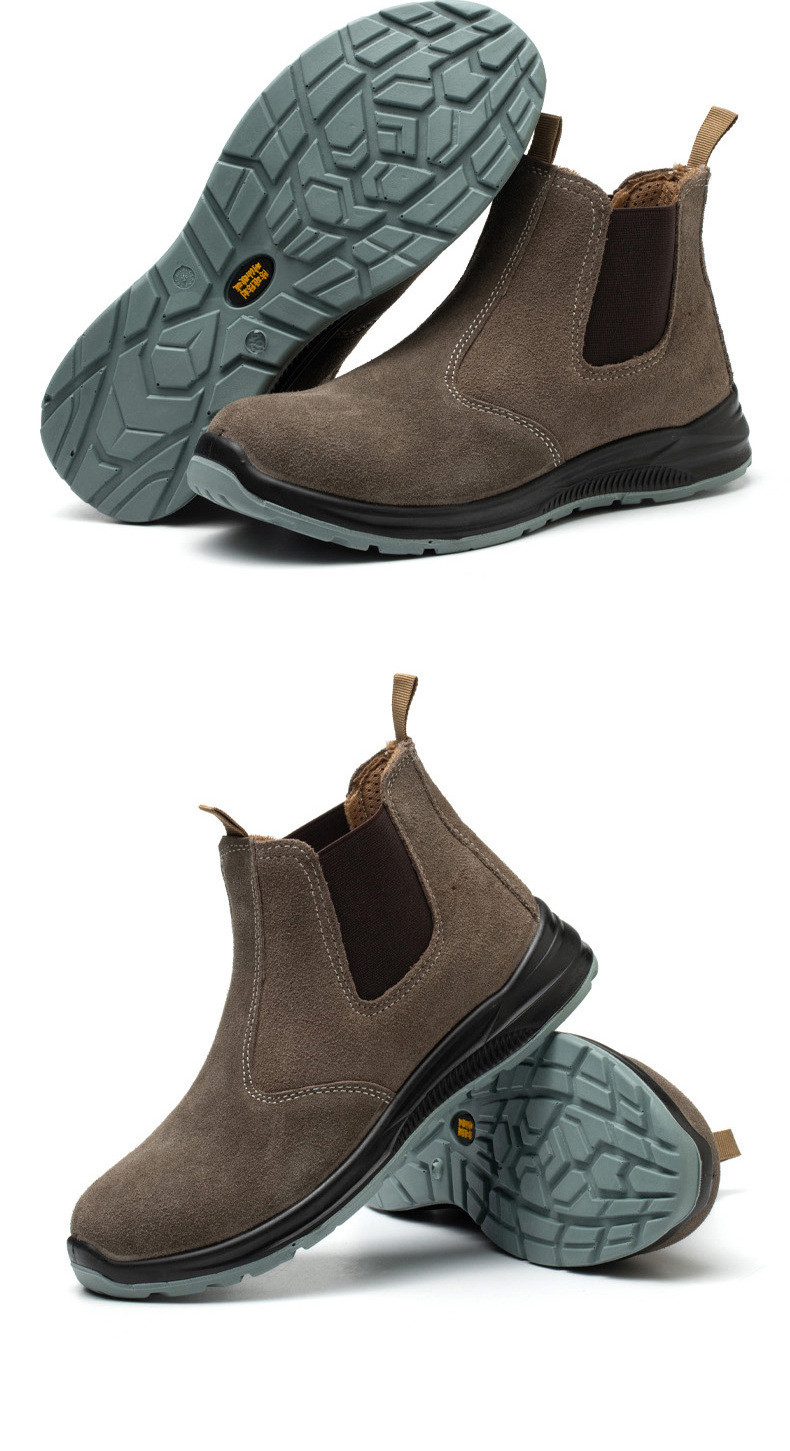Unisex Suede Steel Toe Anti Smashing Pu Work Shoes Boots For Welding