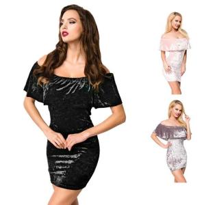 China Fashion Lady Off-Shoulder Velvet Dress wholesale