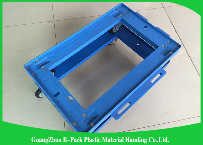 Transportation Plastic Dolly Loading Totes With 3 Inches PU Brake Casters