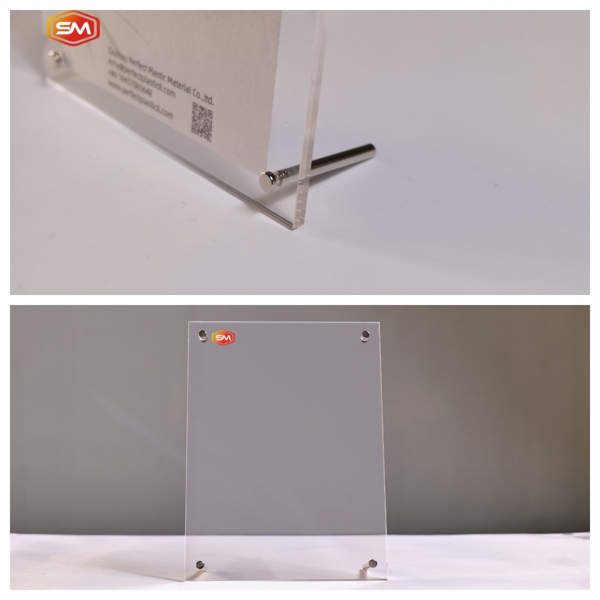 A6 Custom Clear Acrylic Display Photo Frame With Steel Screw Stand