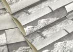 Modern Washable Vinyl Kitchen Wallpaper With White 3D Stone Pattern , 0.53*10m/