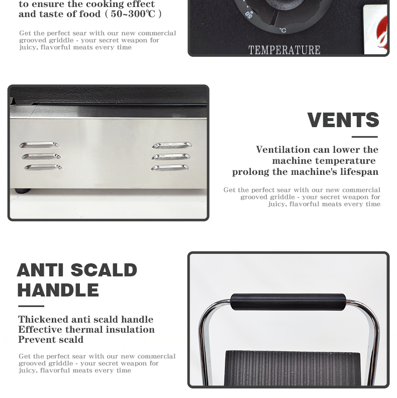 Stainless Steel Cast Iron Sandwich Panini Contact Grill Maker Dismountable Oil Collector