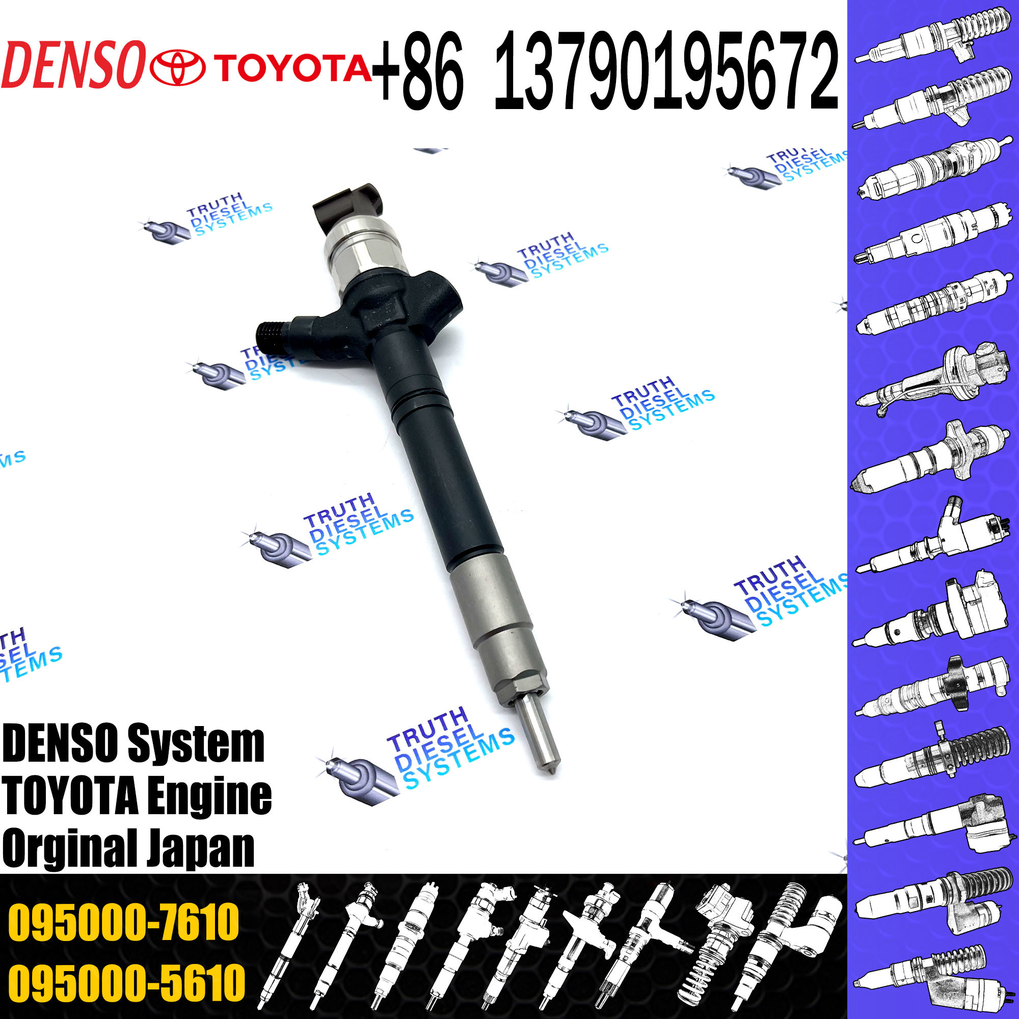High Quality Common Rail Injector 095000-7250 095000-7600 095000-7610 for 1VD Diesel Nozzle Assembly