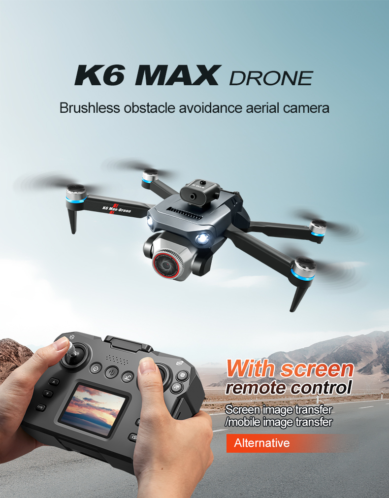 NO Private Mold K6 Mini Drone with 4k Dual Camera Wifi Fpv 360 Obstacle Avoidance Folding Quadcopter Helicopter Gifts