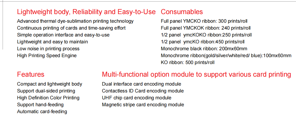 S21/S22 Single Side Printing PVC ID Card Printer High Speed