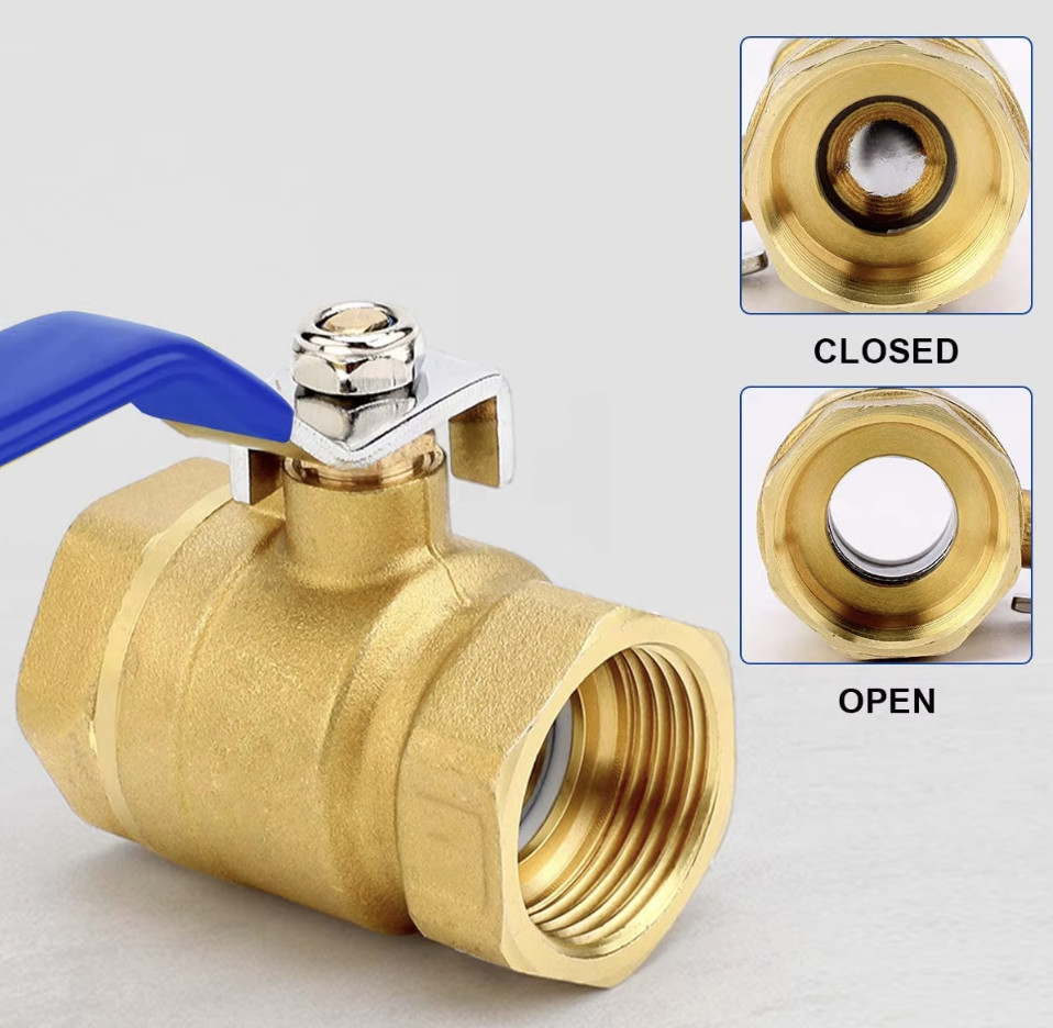 threaded brass ball valve with hexagon nut Leak Tested Nickel Plated Brass Ball Shut Valve with Quarter Turn Operation