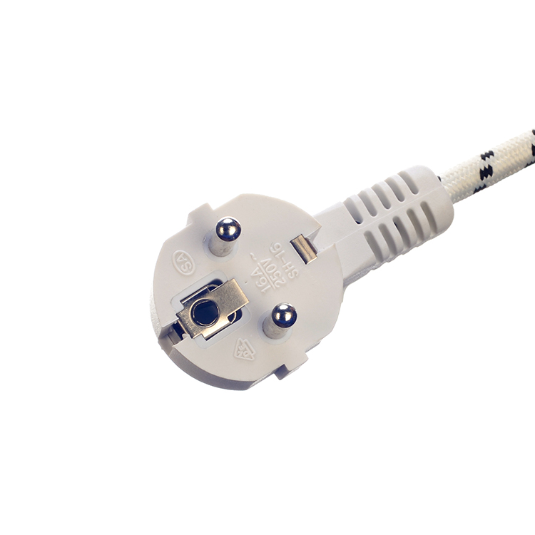 Insulation of PVC/Rubber VDE Standard 16A/250V Power Cord Extension Cord for Household Appliances 3 Prong Cotton Braided AC Cord