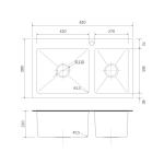 60 40 Tempered Glass Kitchen Sink Stainless Steel 32' 16 Double Bowl 82x48