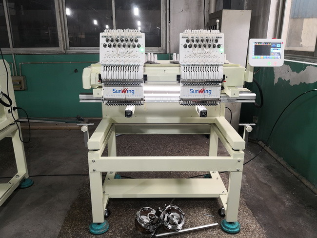 Energy Saving Dual Head Embroidery Machine For T Shirt Printing