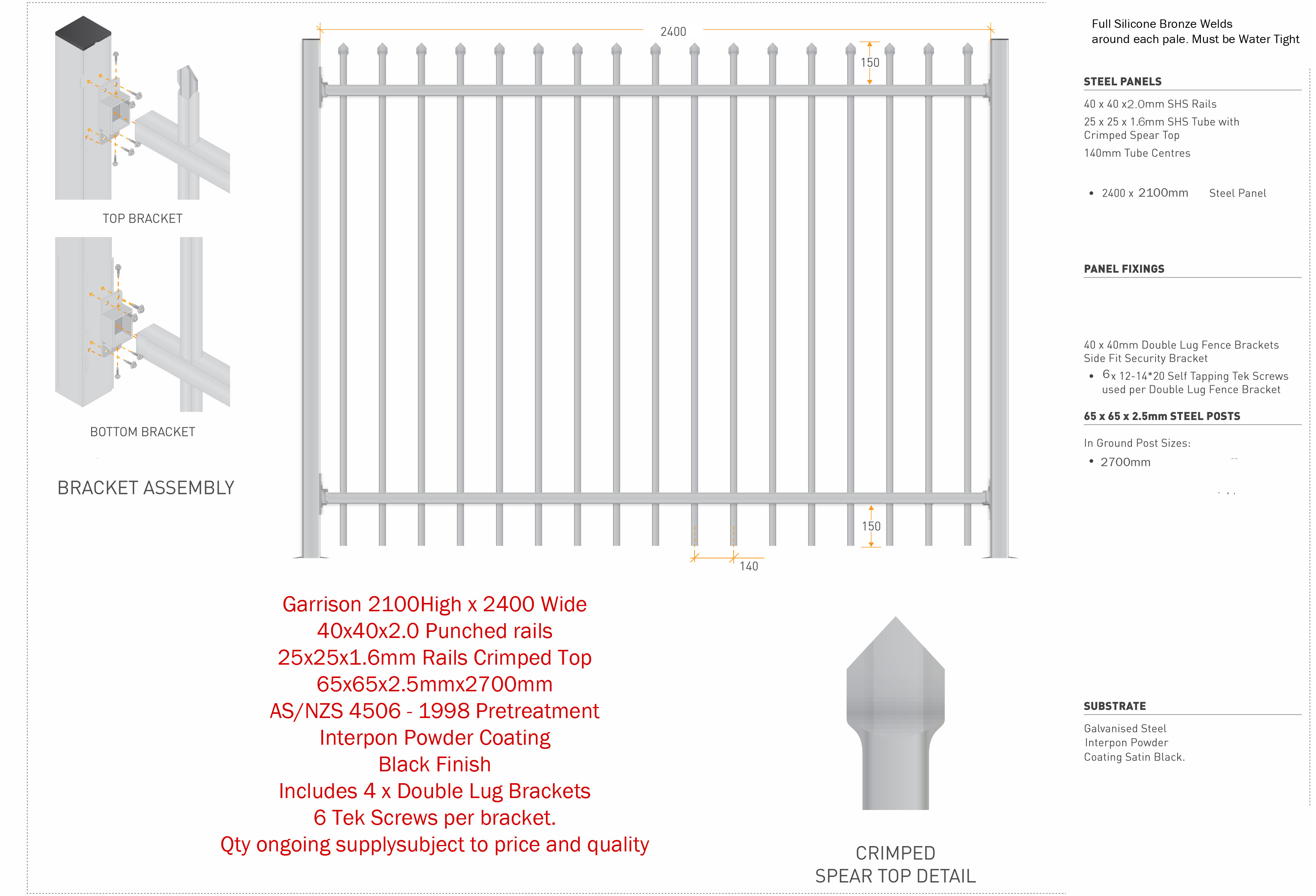 45° mitre triangle tubular security Hercules steel fencing panels 1.5mx 2.45m 42 microns high and 80 microns powder
