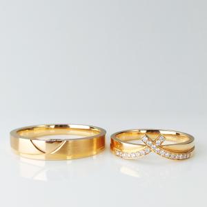 China 18k Rose Gold Crossover ODM Matching Diamond Wedding Bands wholesale