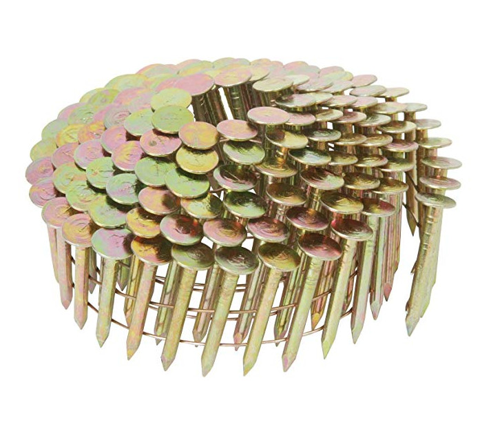 Bright Finish Ring Shank Wire Coil Nails , 15 Degree Roofing Nails 1-14-Inch by 0.120