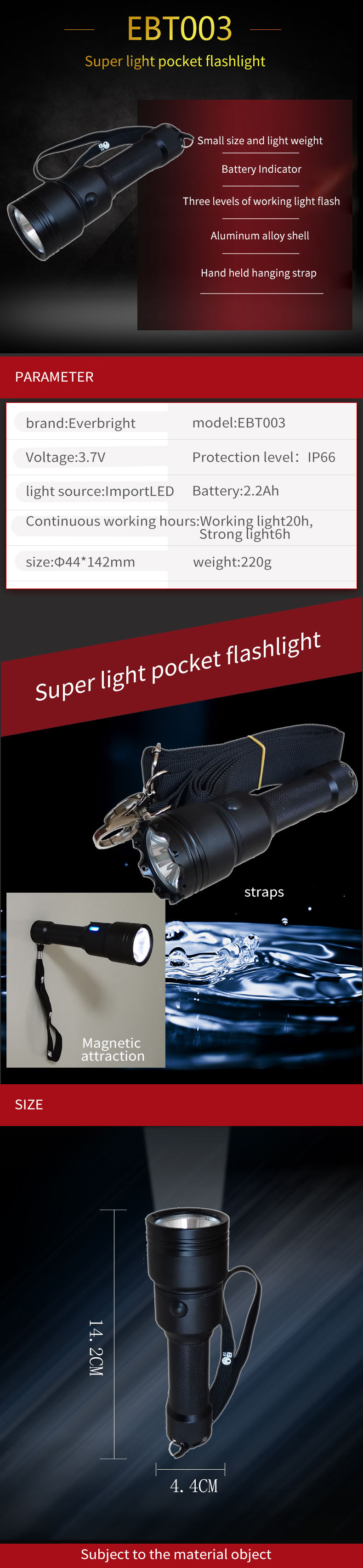 Military Grade IP66 LED Glare Flashlight Rechargeable For Emergency Camping