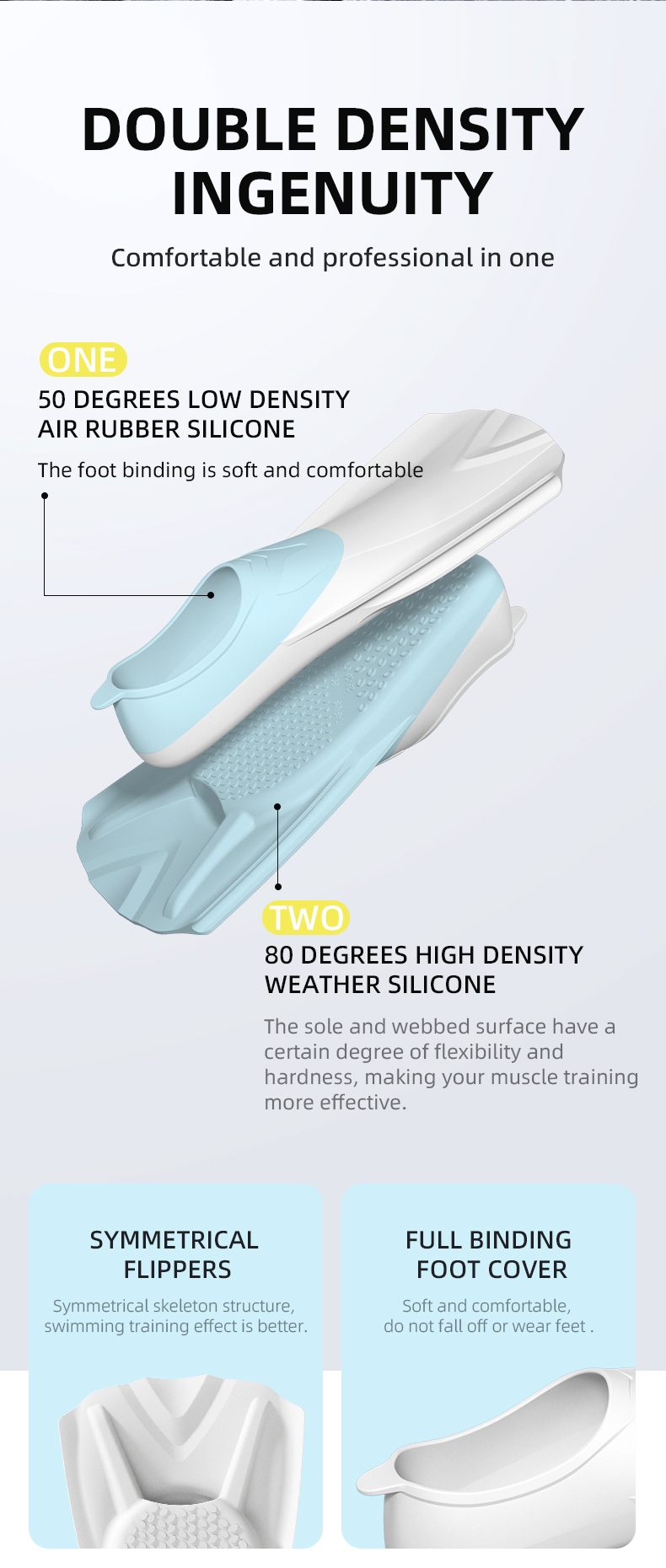 Full Silicone Short Spearfishing Flippers Freediving Fins For Kids Adults Snorkeling