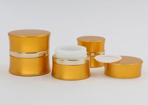 China Gold 30ml Frosted Cosmetic Jars , Slim Waist Small Glass Makeup Containers With Lids wholesale