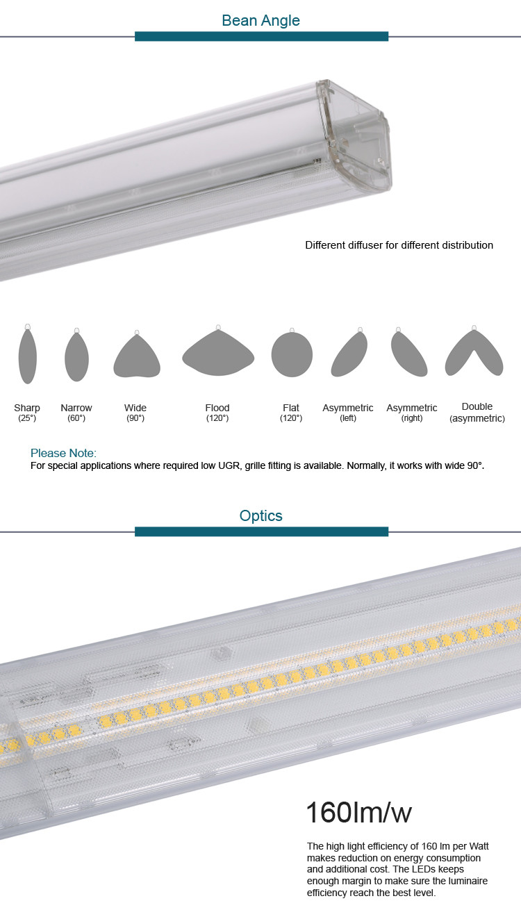 70w Dali Control Dimmable Led Linear Lighting Warehouse Application