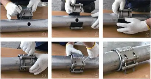 HDPE Pipe Fitting Straight Pipe Leakage Repair Clamp Multifunctional All Stainless Steel